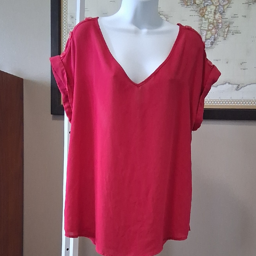 New York & Company Bright Pink Blouse Size XL